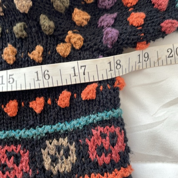 - Peruvian Connection Multi Color Button Front Cardigan With Hoodie. Medium - Picture 9 of 11